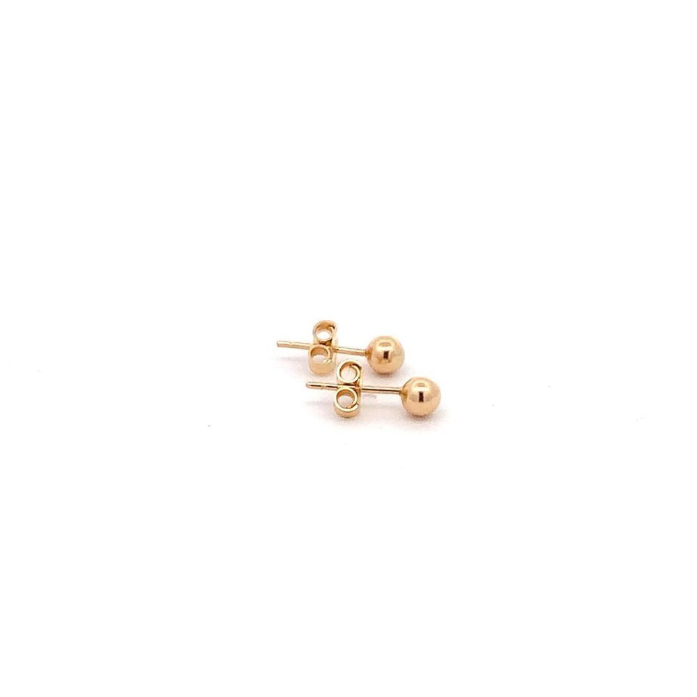 18K Yellow Gold Earrings Stud Ball Very Tiny Very Lightweight 0.84 grams - Picture 7 of 13